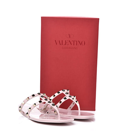 Valentino Garavani PVC Jelly Rockstud Caged Flat Thong Sandals 37 Water Rose 8 of 8