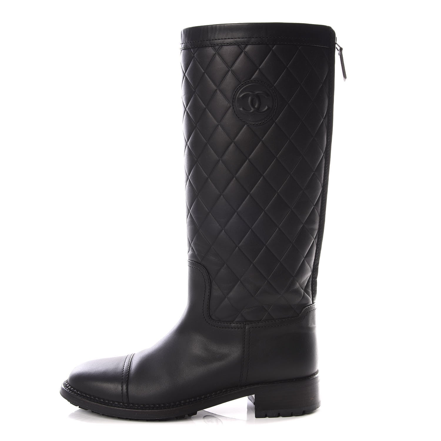 Chanel Oily Calfskin Quilted High Boots 40 Black 1 of 8