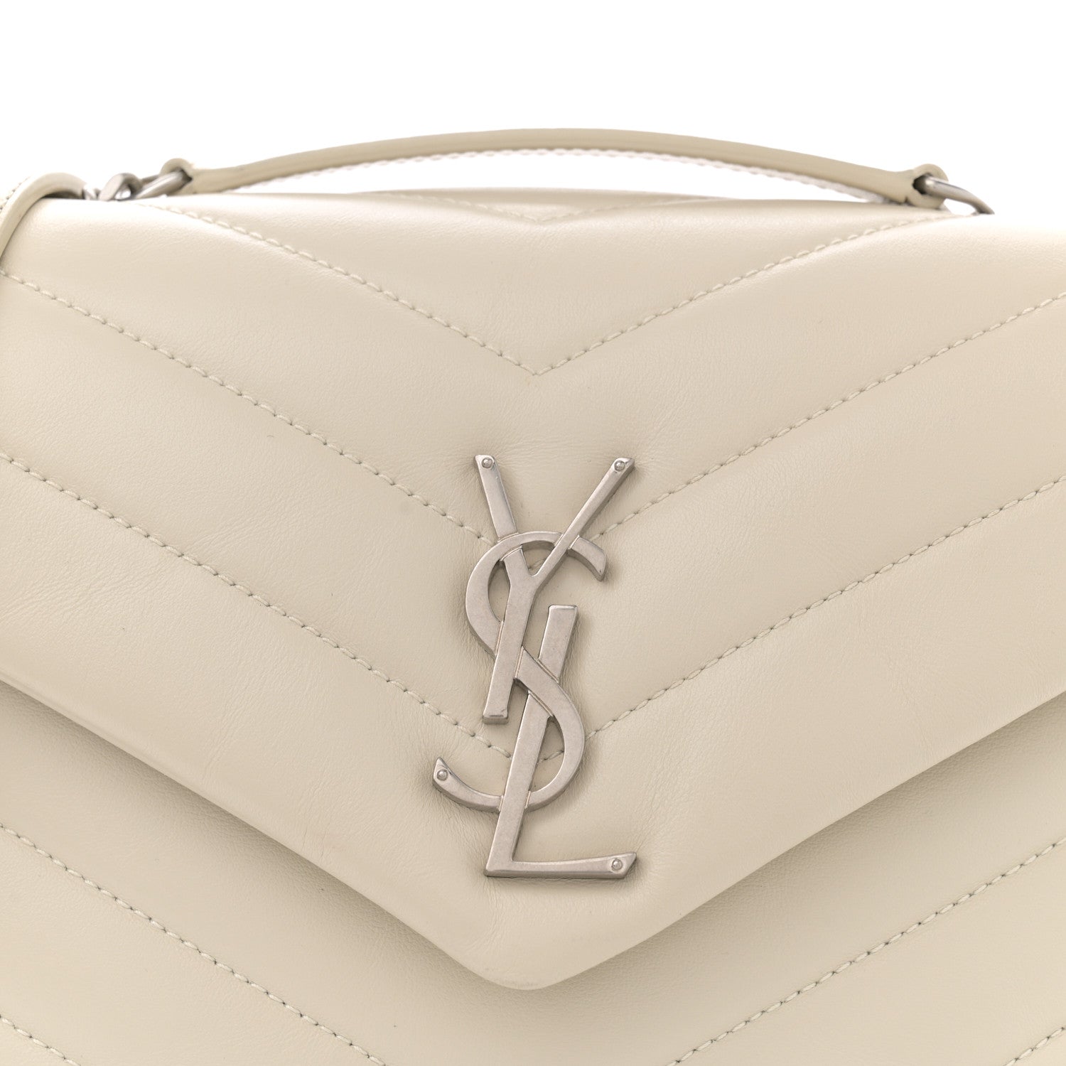 Saint Laurent Calfskin Y Quilted Monogram Small Loulou Chain Satchel Crema Soft 8 of 12