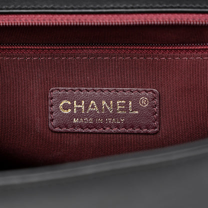 Chanel Calfskin Caviar Suede Chevron New Medium Boy Flap Black 6 of 10