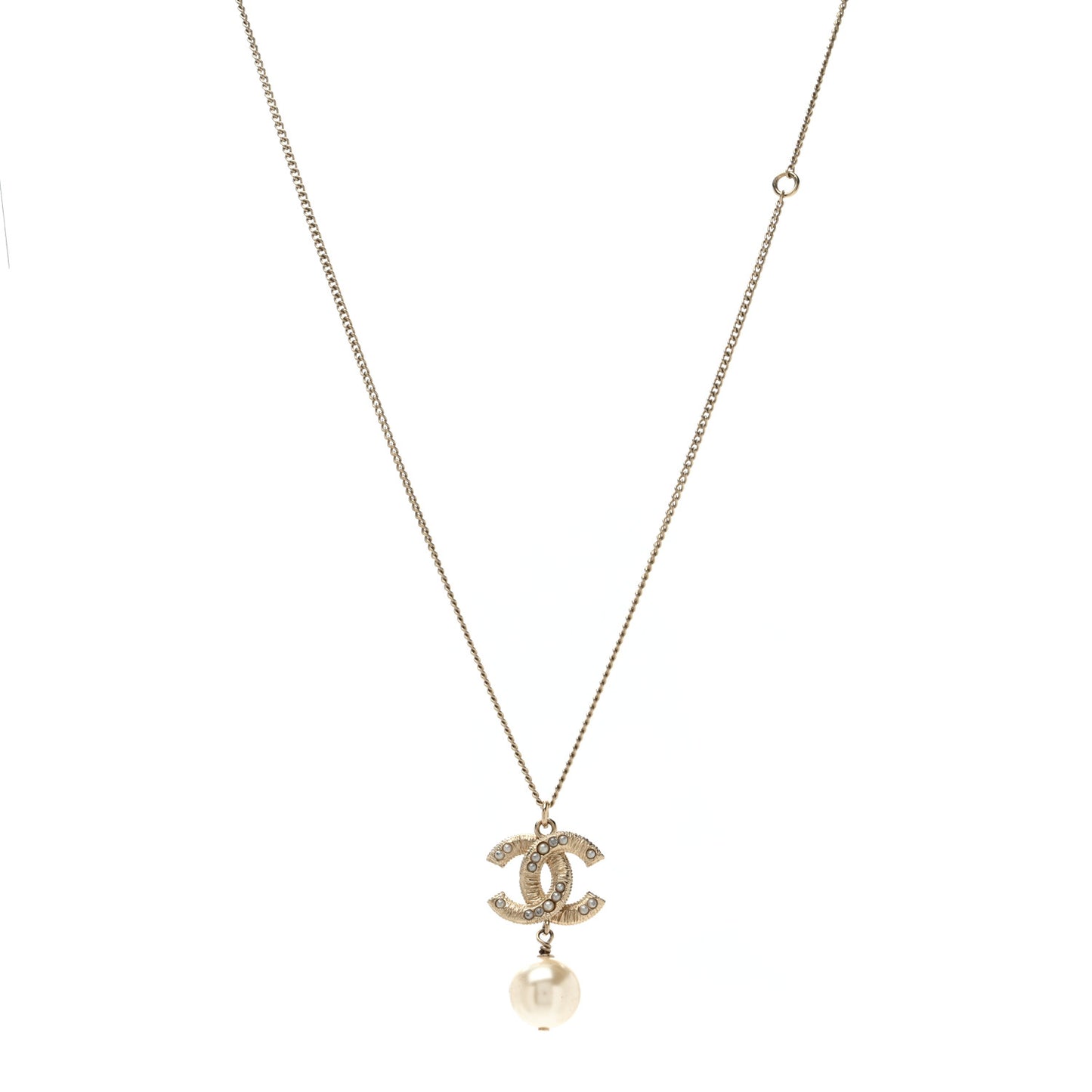 Pearl CC Pendant Necklace Gold