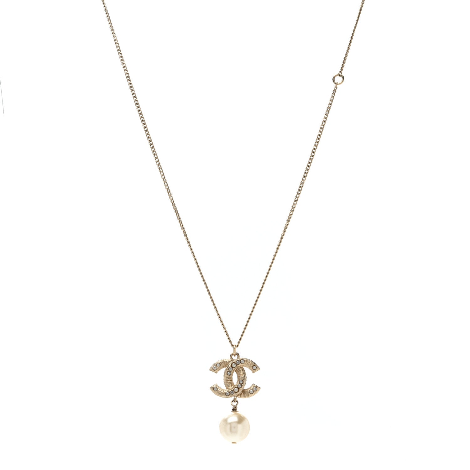Chanel Pearl CC Pendant Necklace Gold 1 of 5