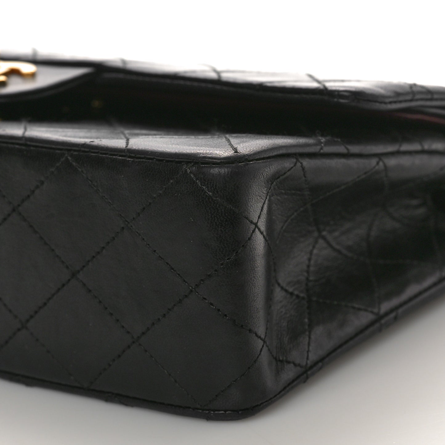 Lambskin Quilted Medium Double Flap Black