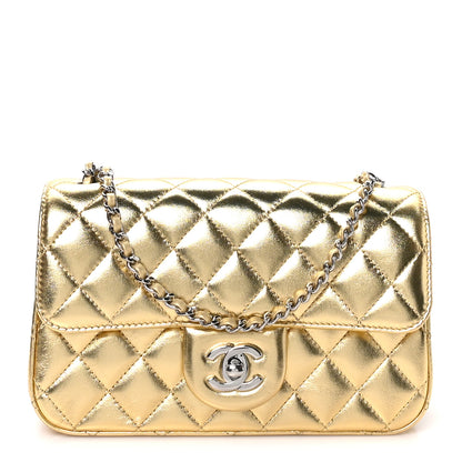 Chanel Metallic Lambskin Quilted Mini Rectangular Pearl Crush Flap  Gold 1 of 10