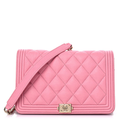 Chanel Caviar Quilted Boy Wallet On Chain WOC Pink 1 of 19