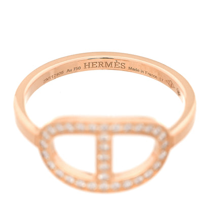 Hermes 18K Rose Gold Diamond MM Chaine d'Ancre Contour Ring 57 8 4 of 4