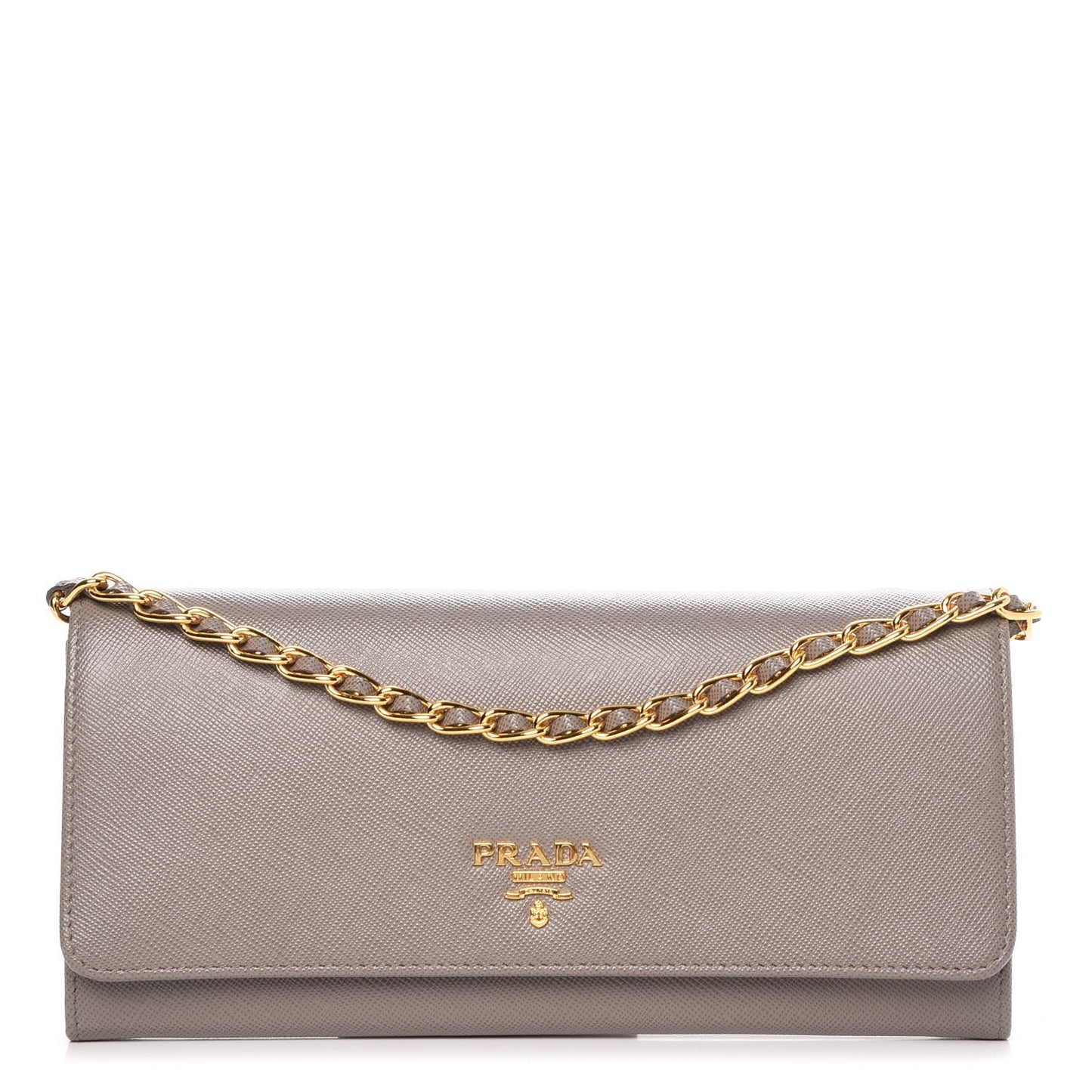 Saffiano Metal Oro Chain Wallet Argilla