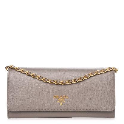 Prada Saffiano Metal Oro Chain Wallet Argilla 1 of 7
