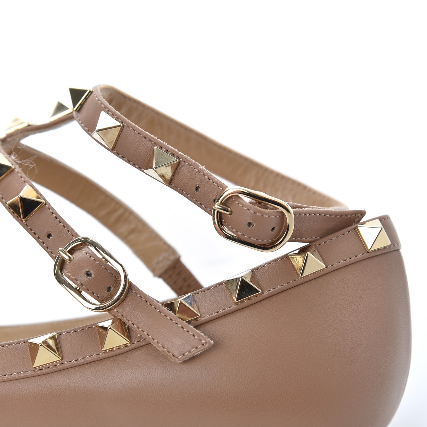 Nappa Rockstud Cage Flats 37 Beige