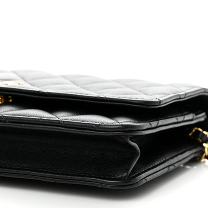 Chanel Lambskin Quilted Wallet On Chain WOC Black 11 of 12