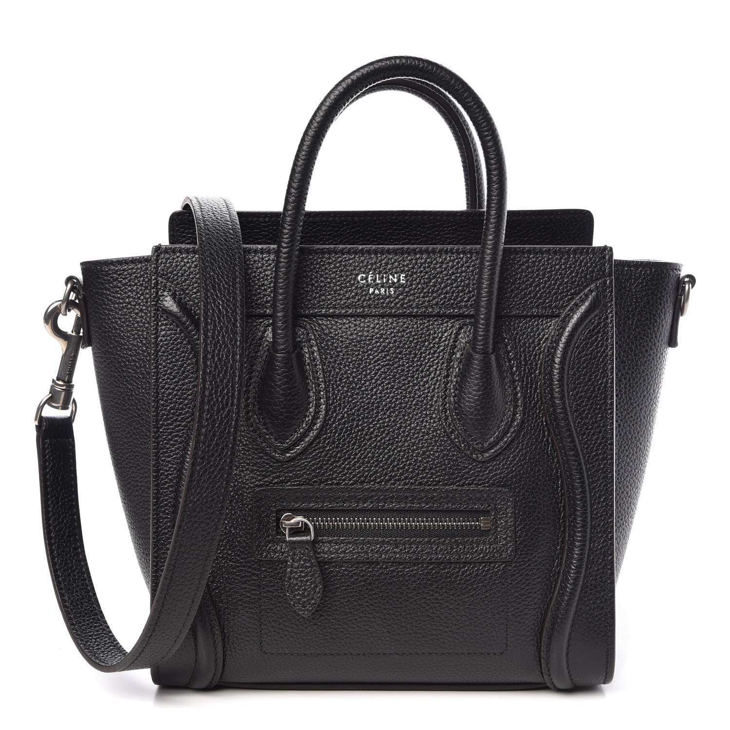 Celine Drummed Calfskin Nano Luggage Black 1 of 9
