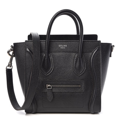 Celine Drummed Calfskin Nano Luggage Black 1 of 9