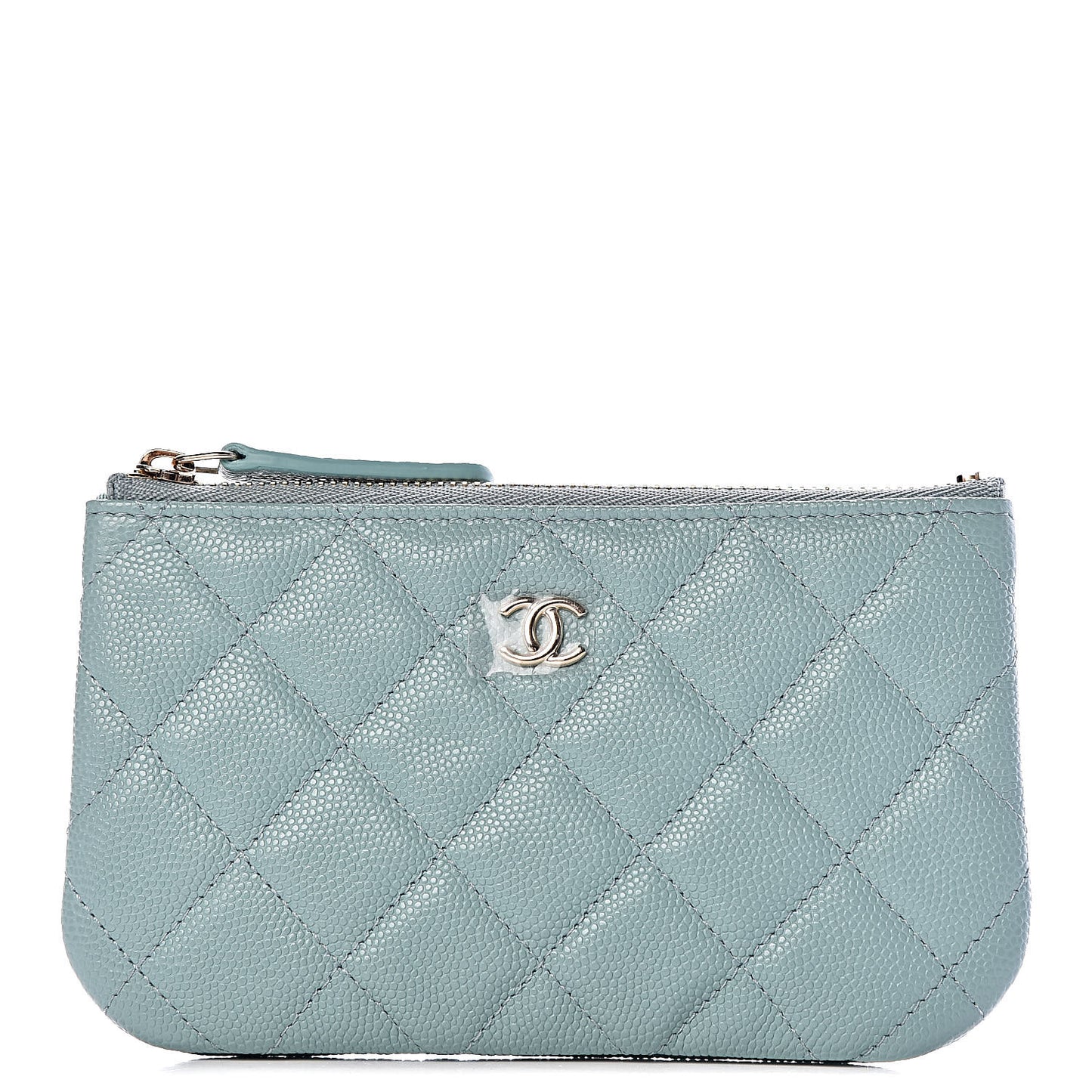 Caviar Quilted Small Cosmetic Case Light Blue