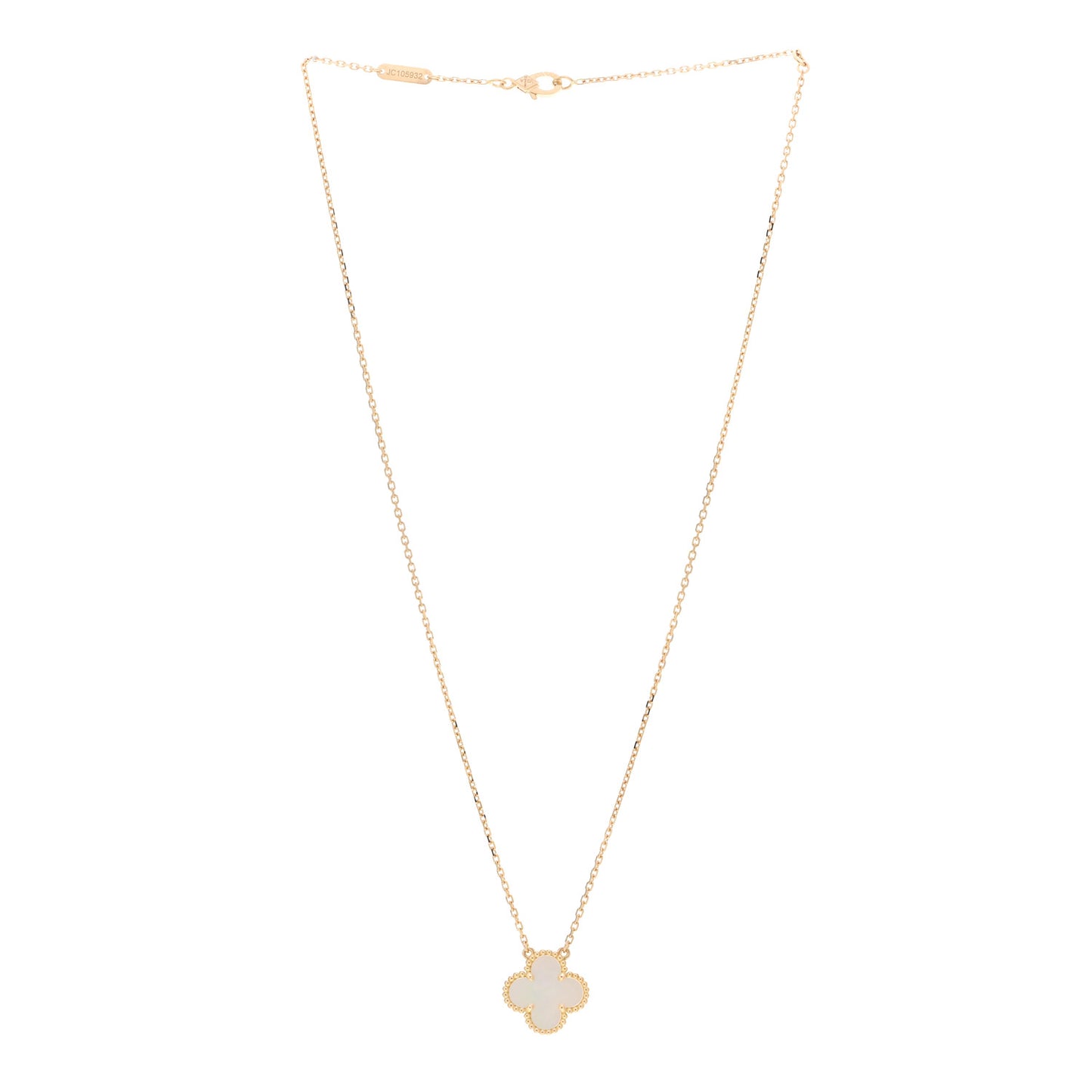 18K Yellow Gold Mother of Pearl Vintage Alhambra Pendant Necklace