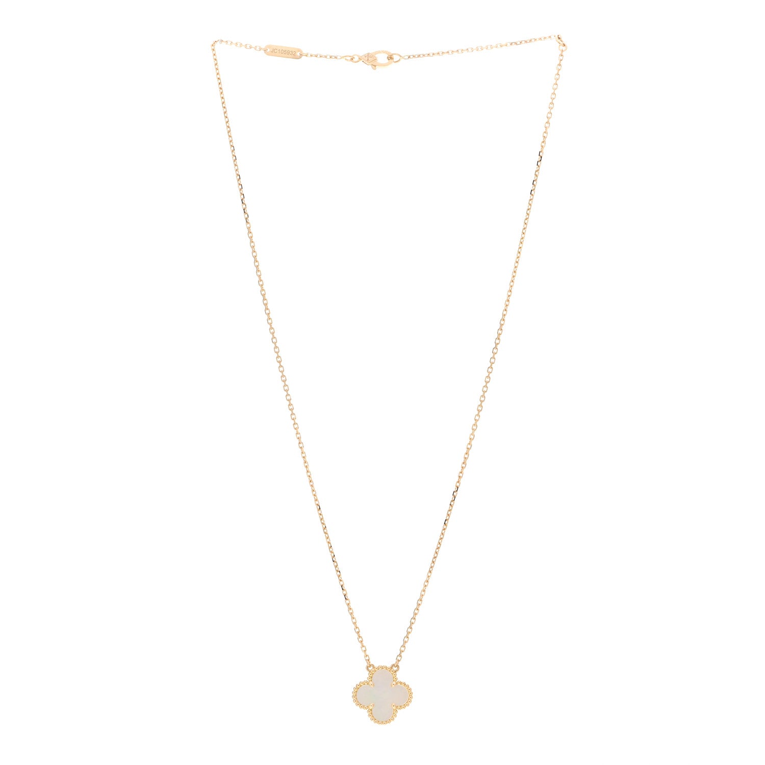 Van Cleef & Arpels 18K Yellow Gold Mother of Pearl Vintage Alhambra Pendant Necklace 3 of 6