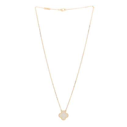Van Cleef & Arpels 18K Yellow Gold Mother of Pearl Vintage Alhambra Pendant Necklace 3 of 6