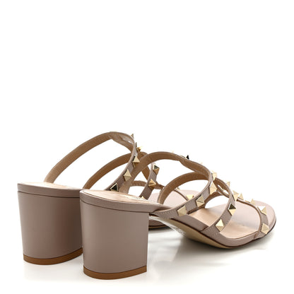 Valentino Garavani Calfskin Rockstud 60mm Caged Slide Sandals 37.5 Poudre 6 of 9