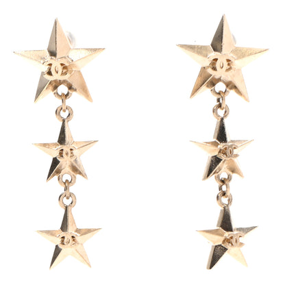 Chanel Metal CC Triple Star Drop Earrings Gold 1 of 4
