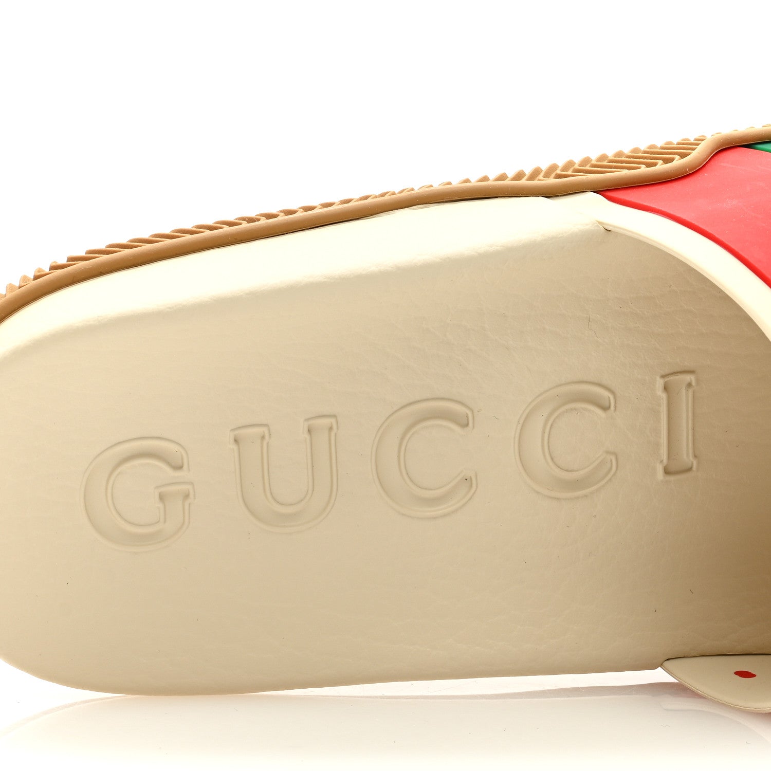 Gucci Rubber Web Womens Interlocking G Slide Sandals 40 Mystic White Green Red 7 of 7