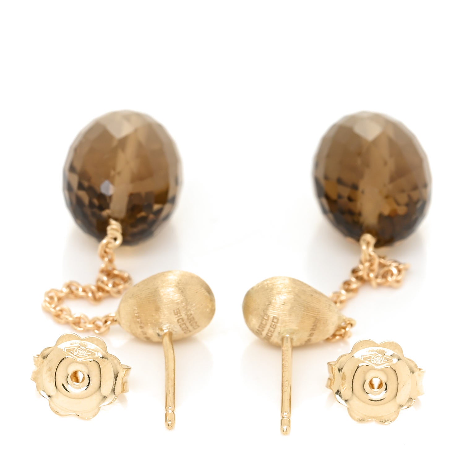 Marco Bicego 18K Yellow Gold Smoky Quartz Siviglia Drop Earrings 3 of 7