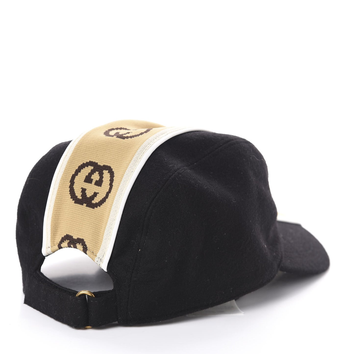 Wool Interlocking GG Stripe Baseball Hat L Black