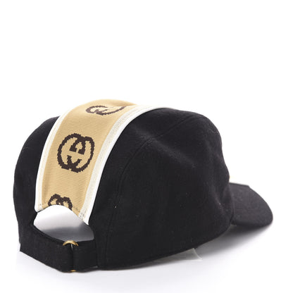 Gucci Wool Interlocking GG Stripe Baseball Hat L Black 4 of 7