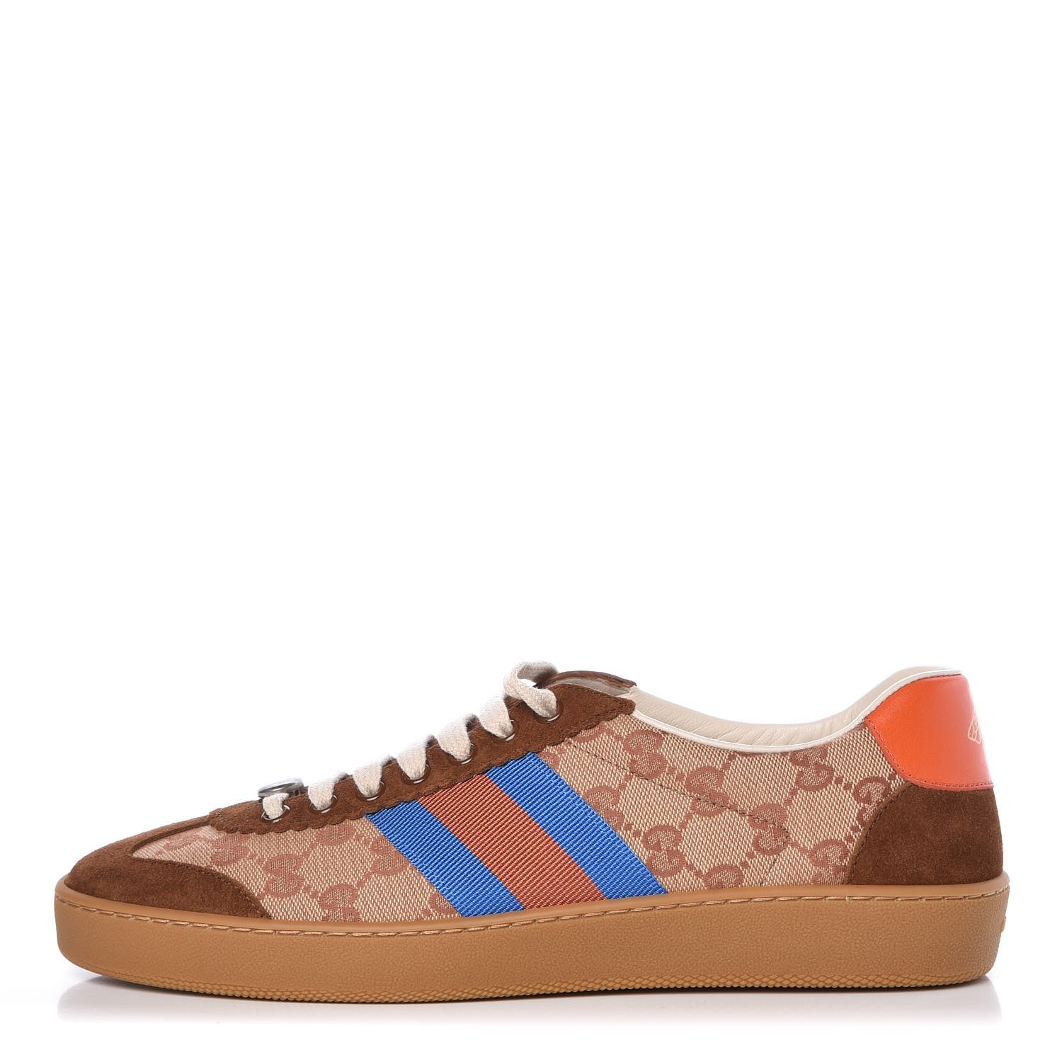 Gucci GG Monogram Suede Web Mens G74 Sneakers 8 Beige Ruggine Cuir 1 of 10
