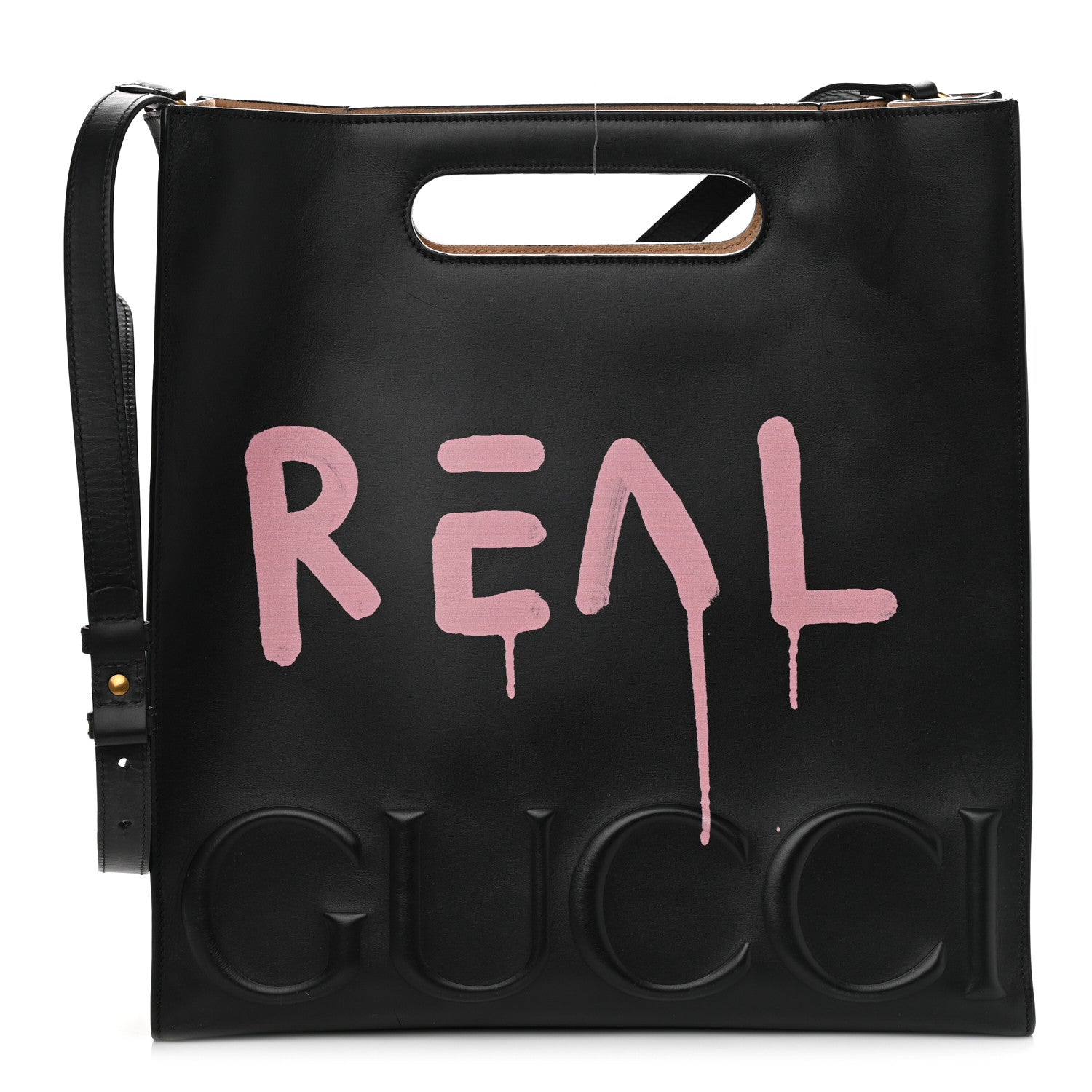Gucci Calfskin GucciGhost Real Medium XL Tote Black Pink 1 of 9