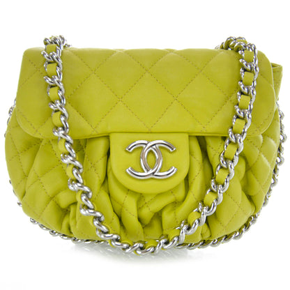 Chanel Washed Lambskin Mini Chain Around Messenger Neon Yellow 12C 1 of 8