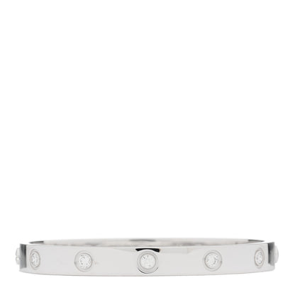 Cartier 18K White Gold 10 Diamond LOVE Bracelet 16 1 of 4