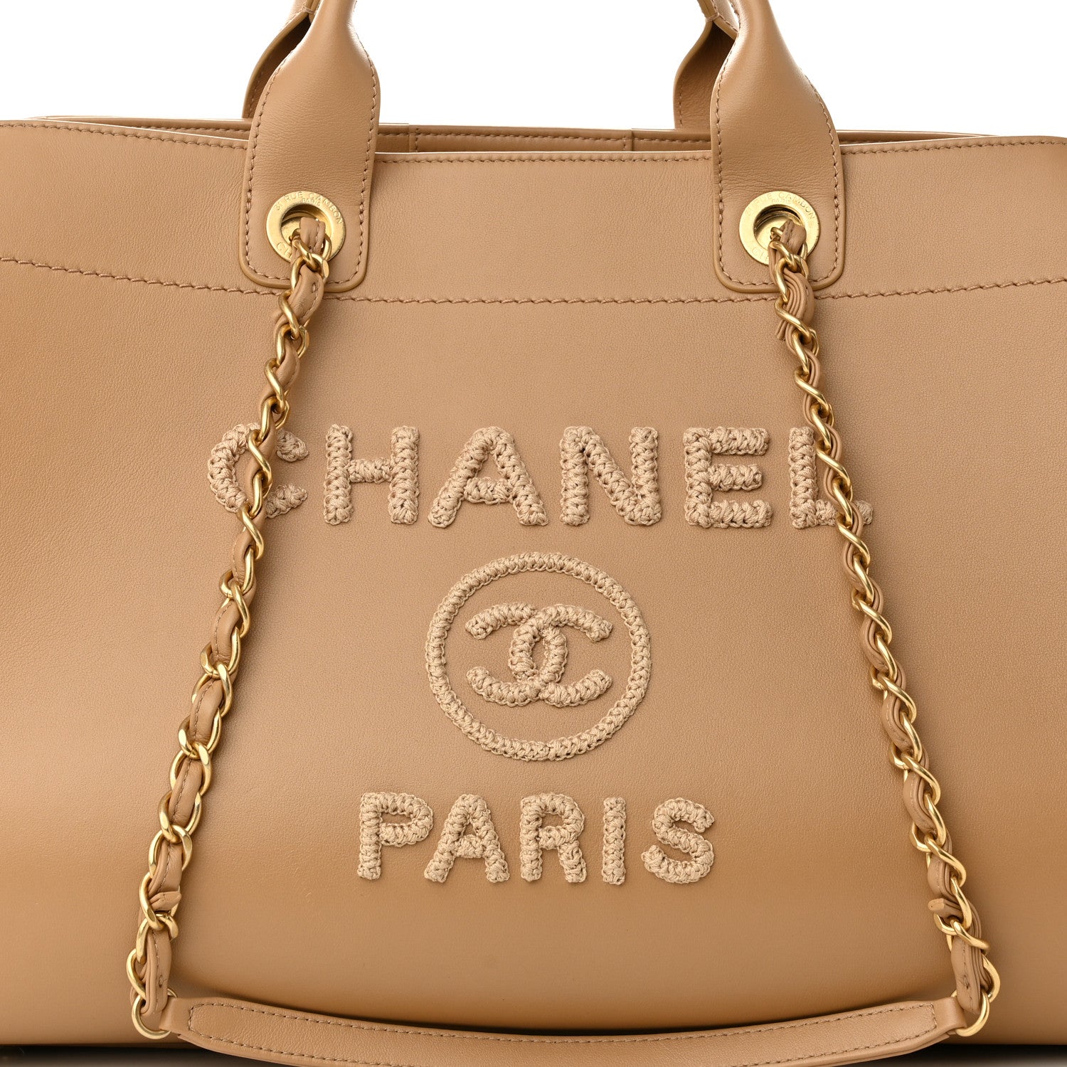 Chanel Calfskin Knit Medium Deauville Tote Beige 8 of 10