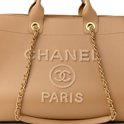 Chanel Calfskin Knit Medium Deauville Tote Beige 8 of 10