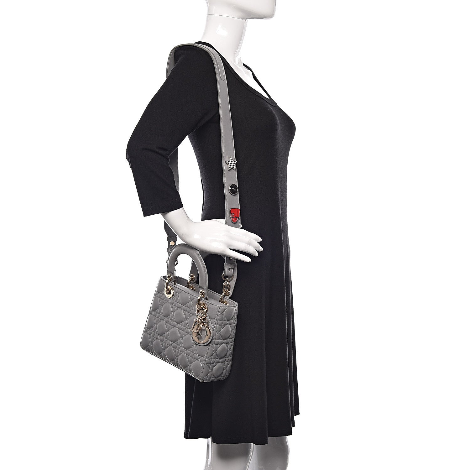 Christian Dior Lambskin Cannage Small My Lady Dior Gris 2 of 12