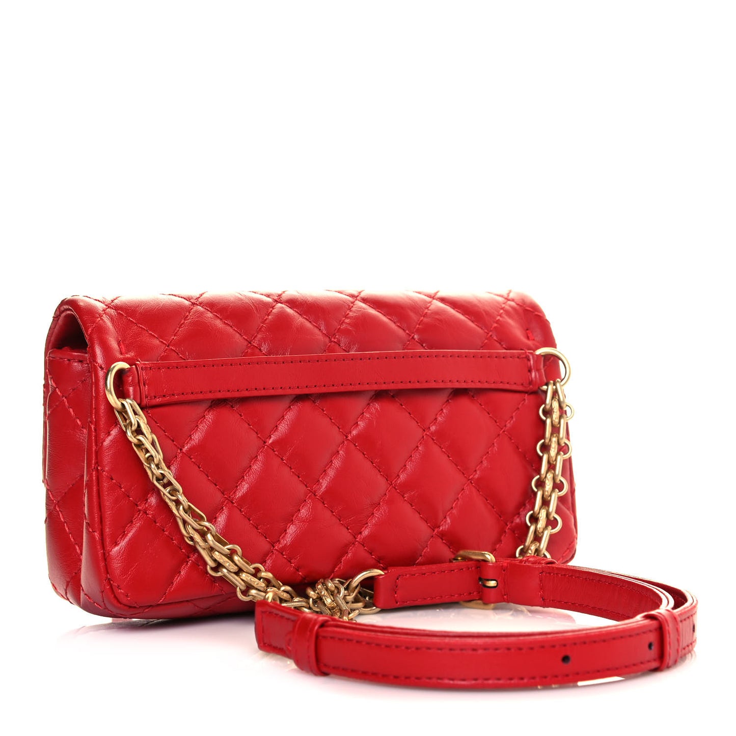 Aged Calfskin Quilted 2.55 Reissue Flap Belt Bag Red