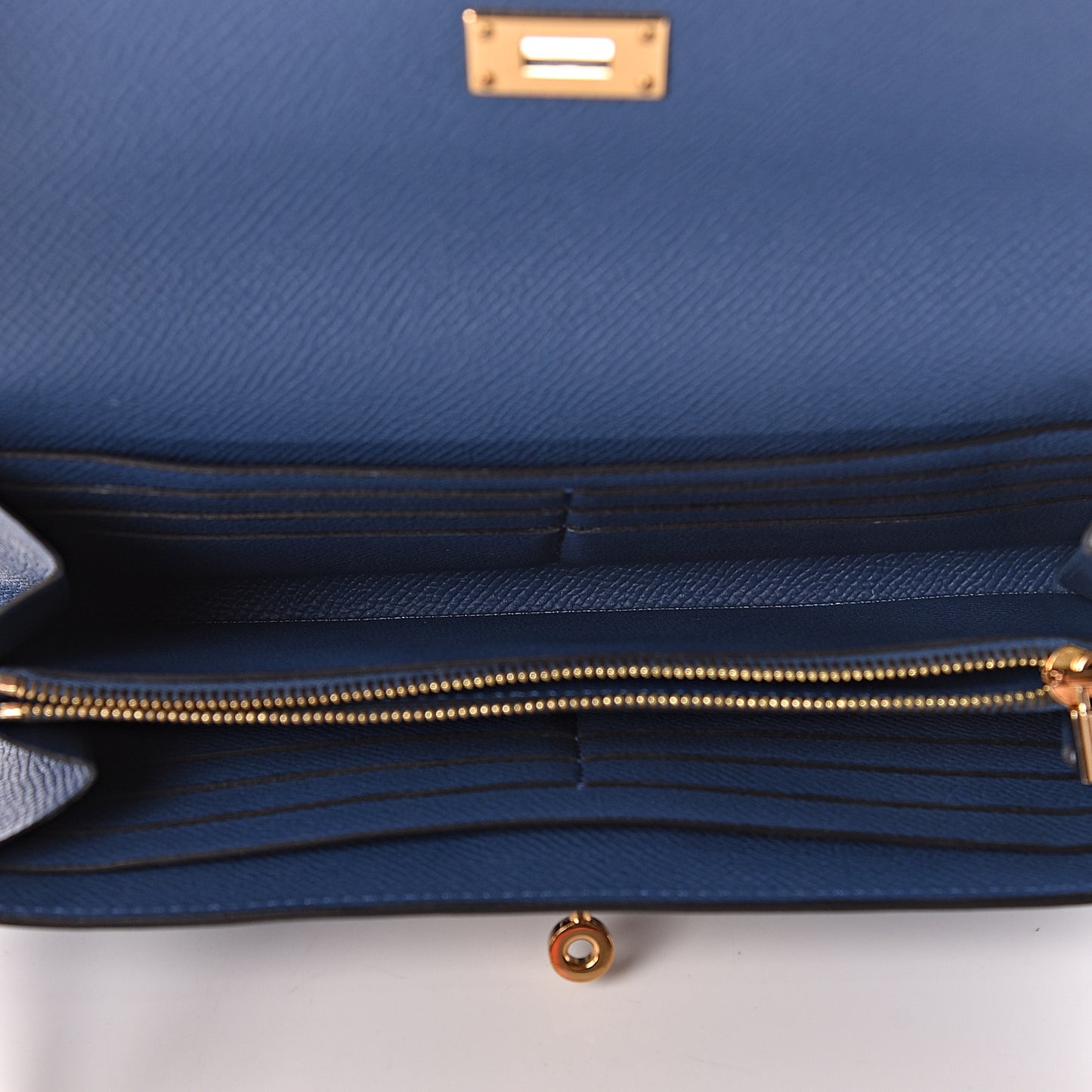 Epsom Kelly Longue Wallet Bleu Agate
