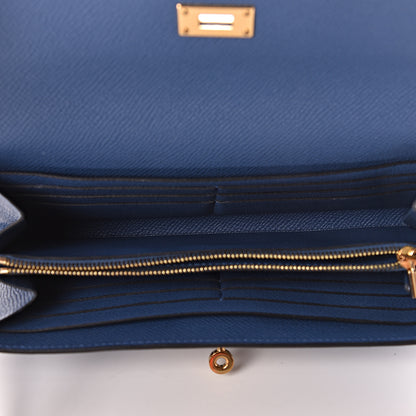 Hermes Epsom Kelly Longue Wallet Bleu Agate 5 of 7