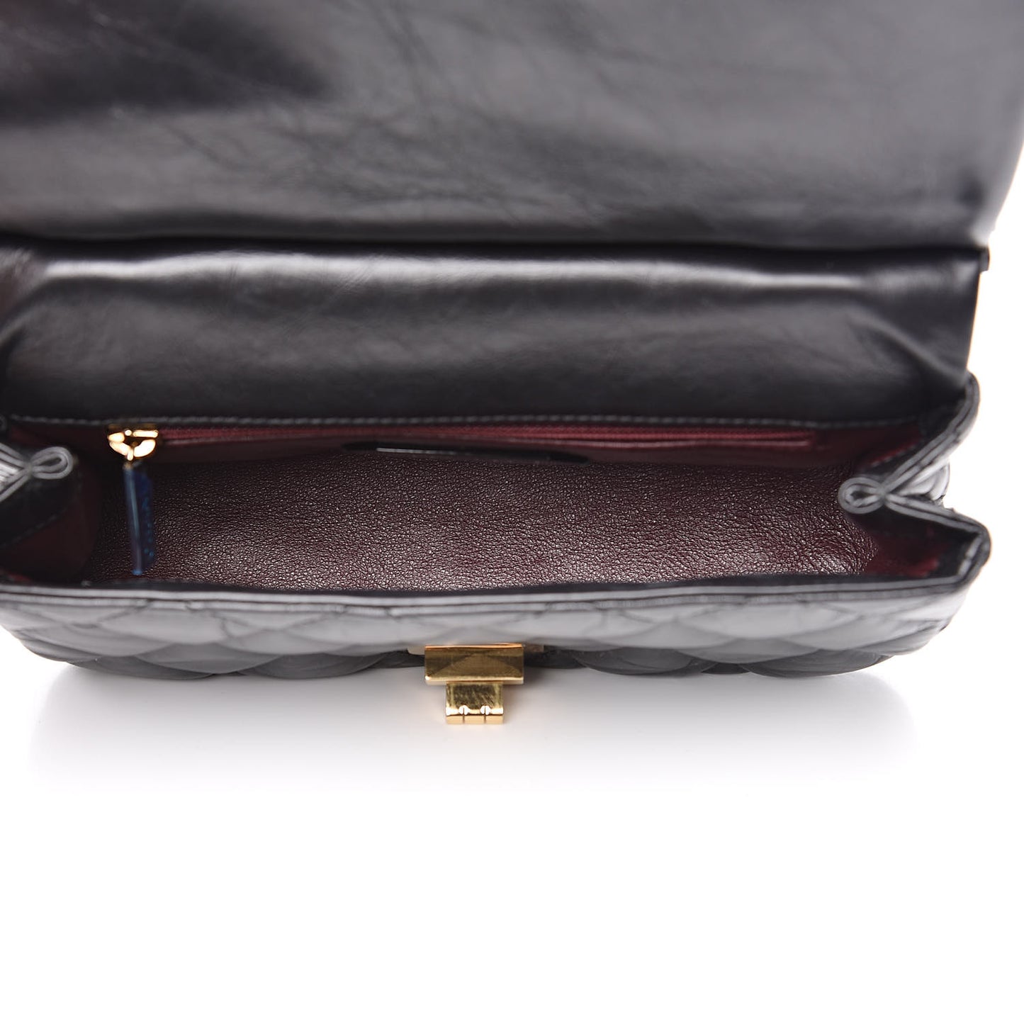 Aged Calfskin Quilted 2.55 Reissue Mini Hanger Flap Black