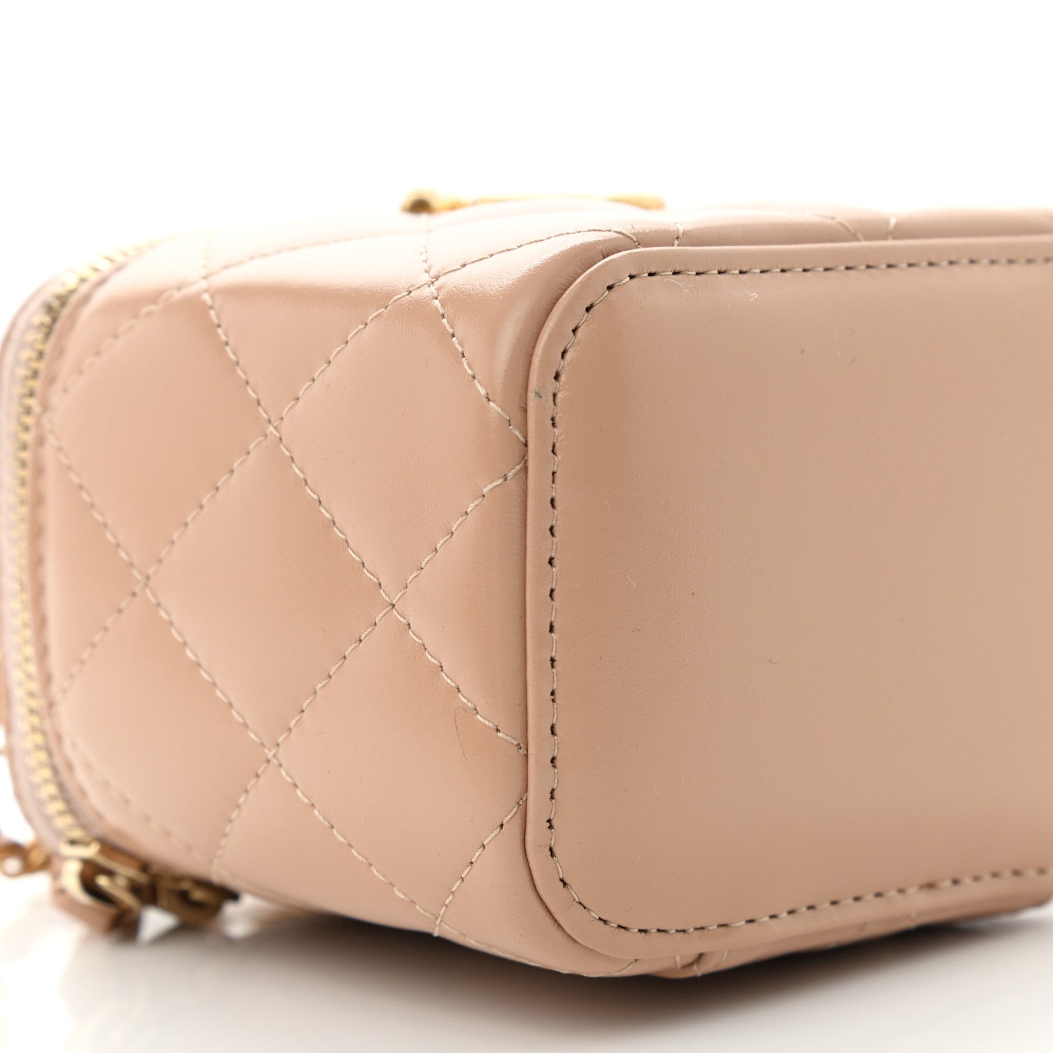 Chanel Calfskin Quilted Mini Perfect Fit Vanity Case With Chain Beige 9 of 10