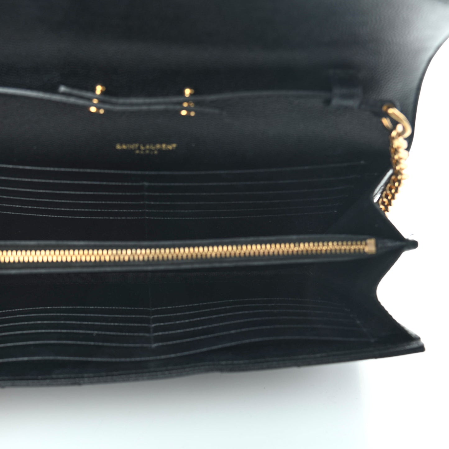 Grain De Poudre Matelasse Chevron Monogram Chain Wallet Black