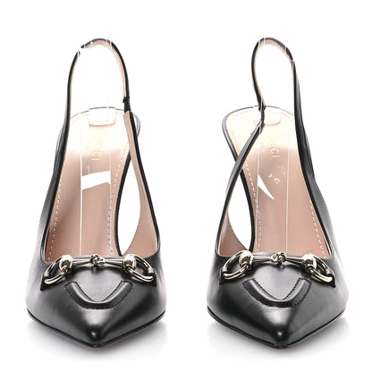 Gucci Malaga Kid Horsebit Erin 105mm Slingback Pumps 40.5 Black 2 of 8