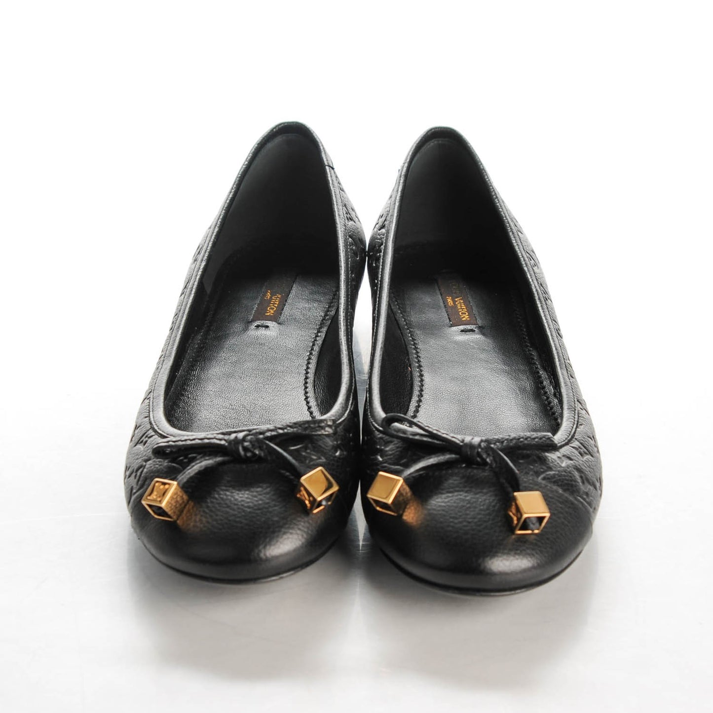 Calfskin Monogram Embossed Debbie Ballerina Flats 38 Black