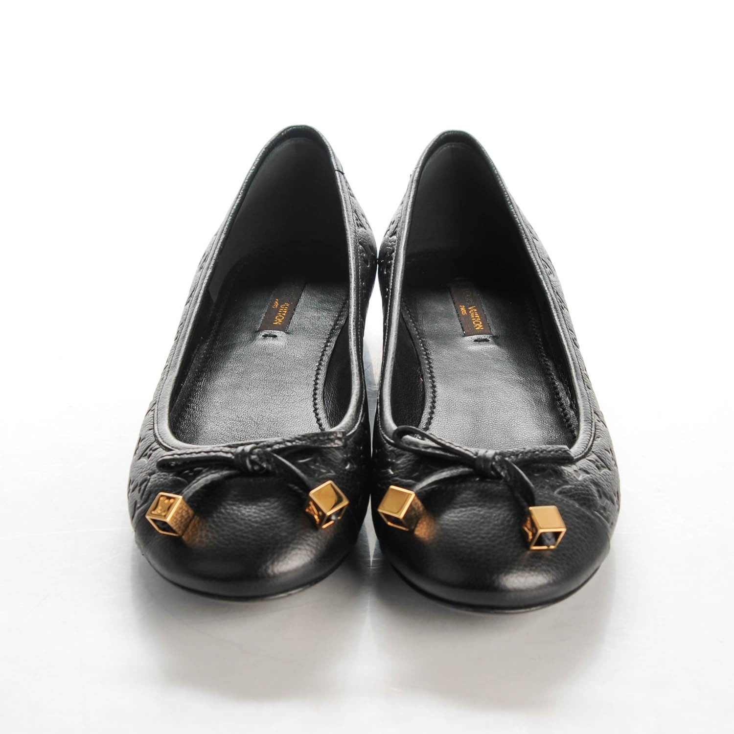 Louis Vuitton Calfskin Monogram Embossed Debbie Ballerina Flats 38 Black 2 of 7