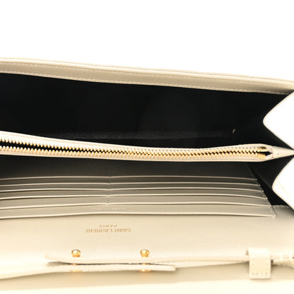 Saint Laurent Grain De Poudre Mixed Matelasse Triquilt Monogram Chain Wallet Crema Soft 5 of 9