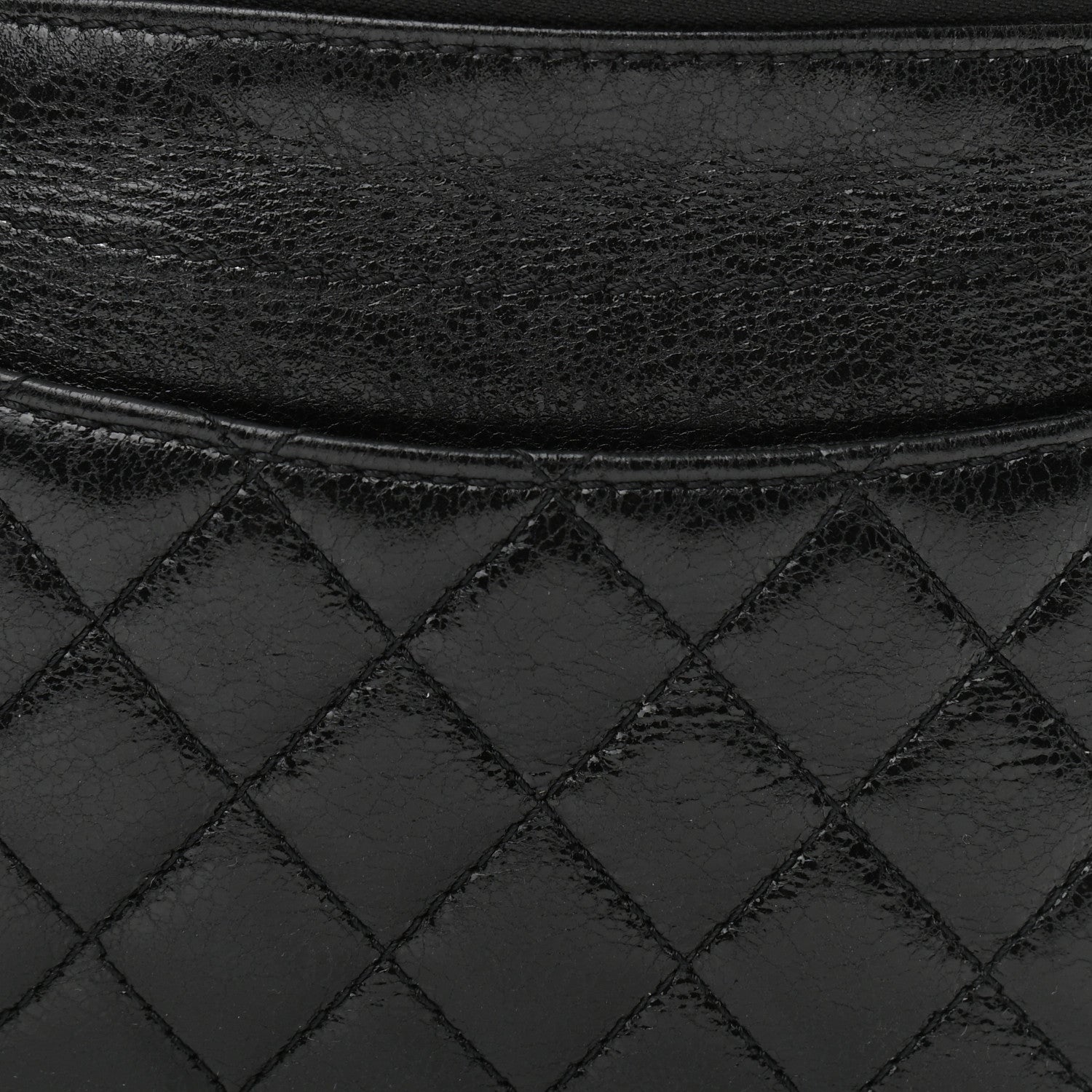 Chanel Crumpled Glazed Lambskin Quilted Waist Bag Fanny Pack Black 8 of 10