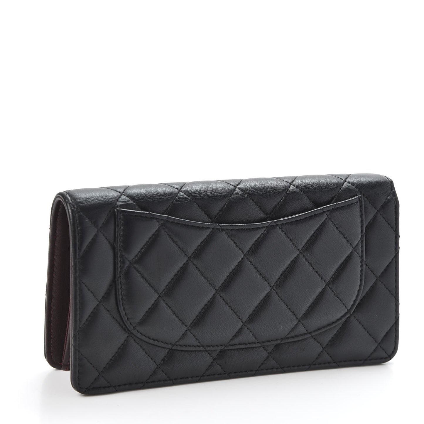 Lambskin Quilted Yen Wallet Black