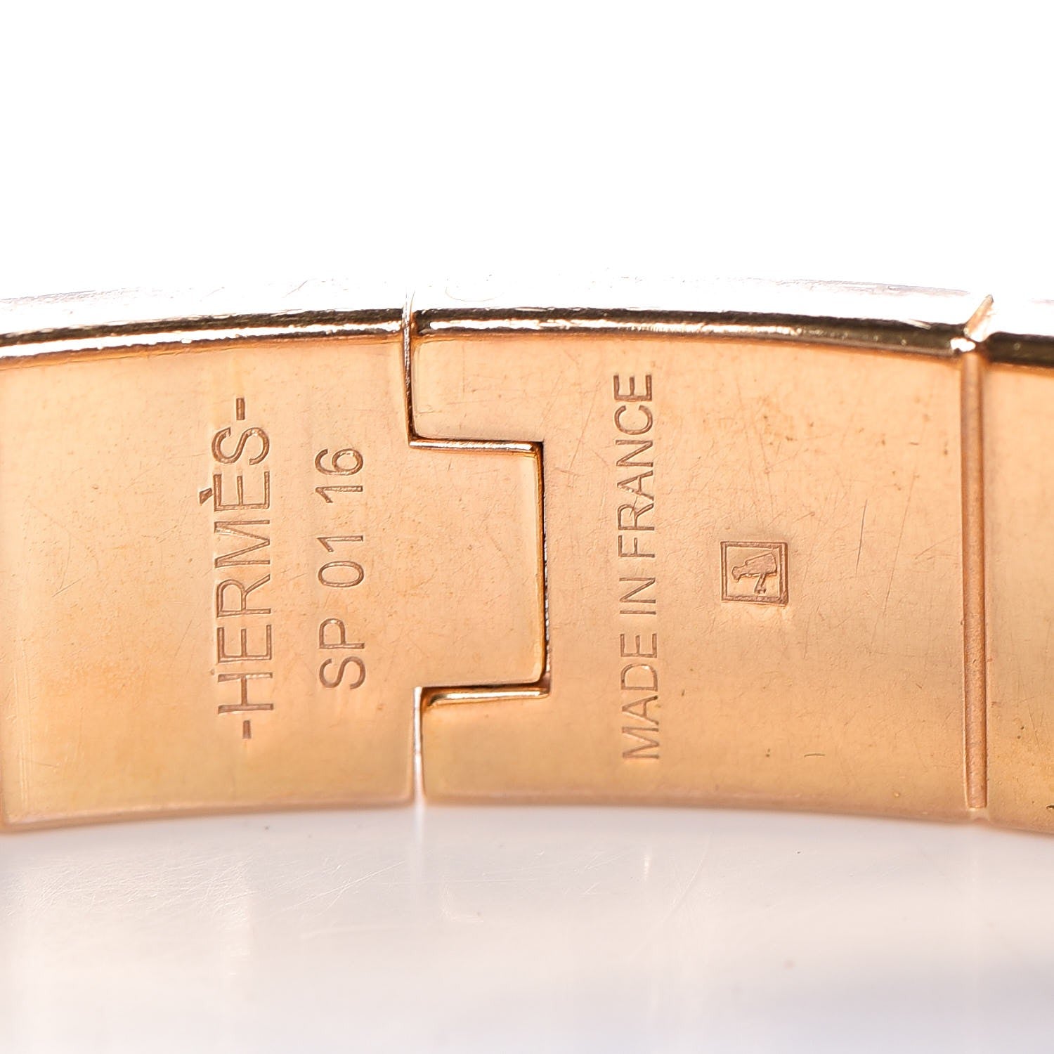 Hermes Enamel Printed Narrow Manufacture de Boucleries Hinged Bracelet S 4 of 8