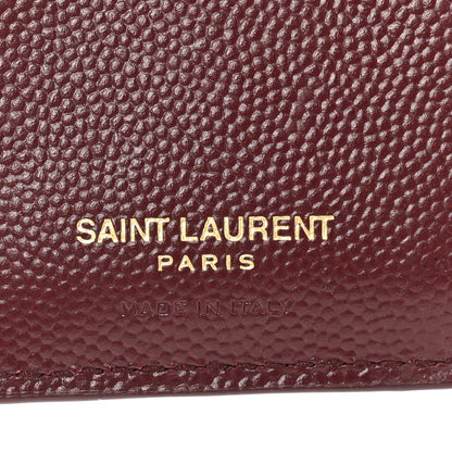 Saint Laurent Grain De Poudre Matelasse Chevron Monogram Zipped Card Case Rouge Eros 6 of 12