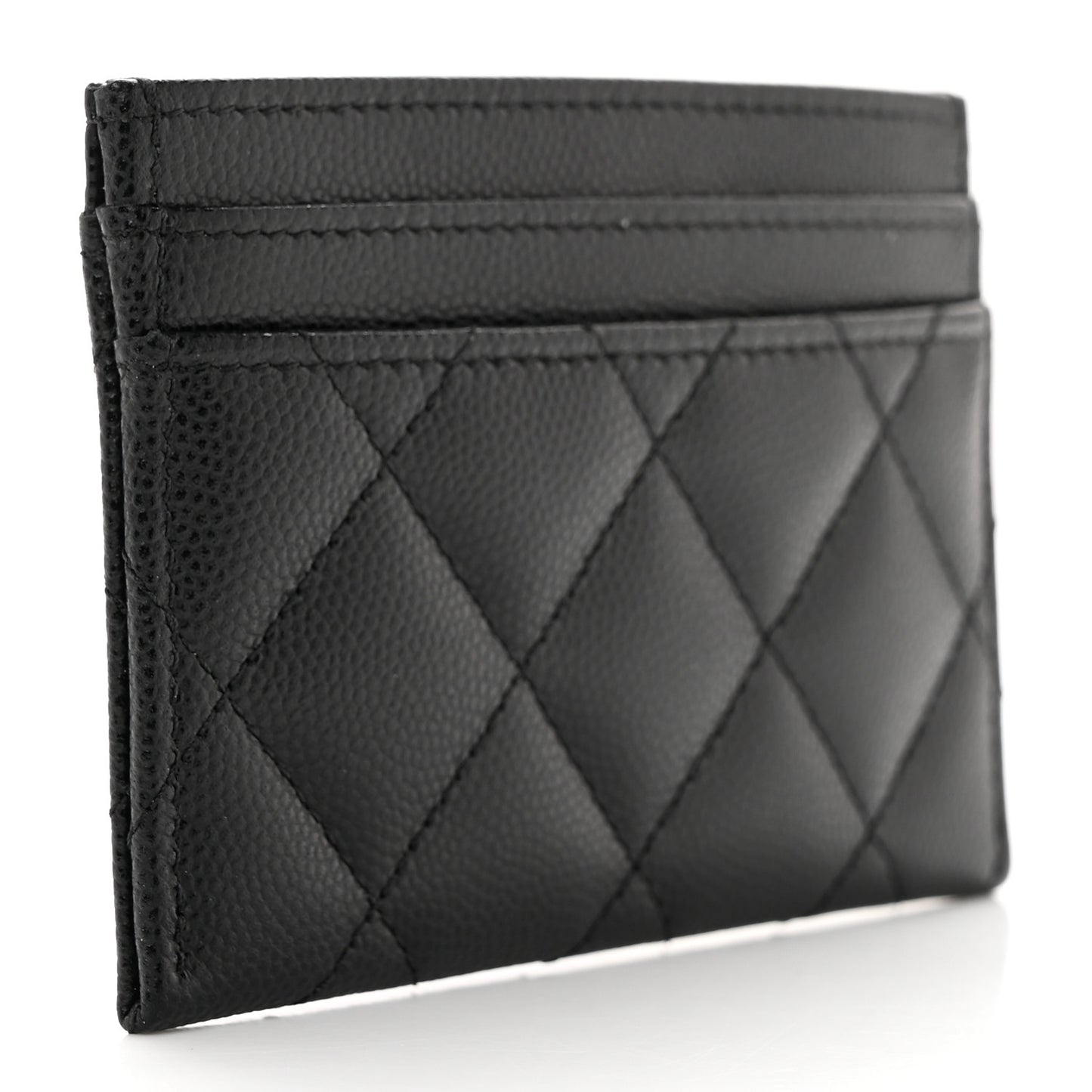 Caviar Quilted Crystal Card Holder Black