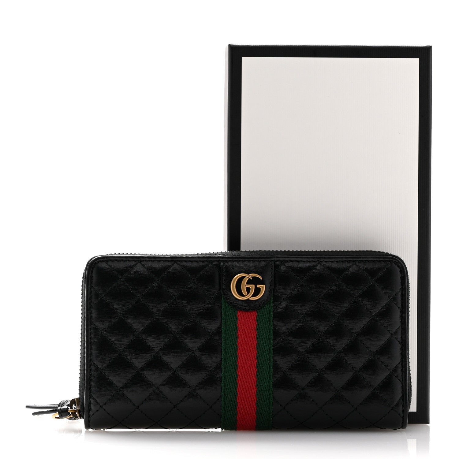 Gucci Calfskin Web Trapuntata GG Zip Around Wallet Black 8 of 8
