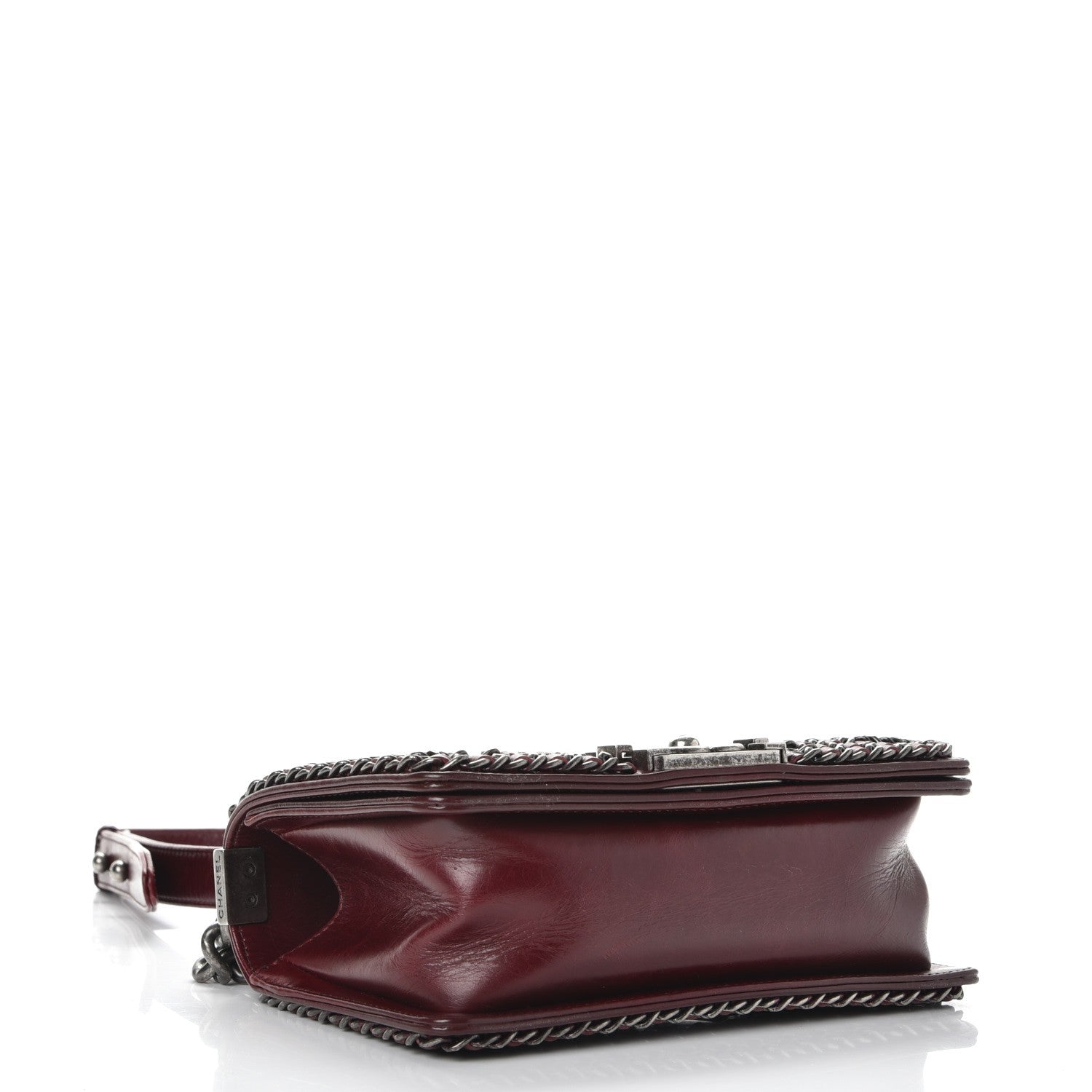 Chanel Glazed Calfskin Quilted Small Boy Chained Flap Burgundy 4 of 8